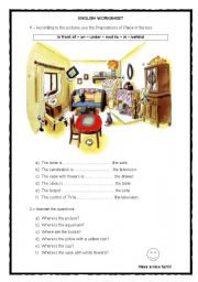 English Worksheet: PREPOSITIONS OF  PLACE