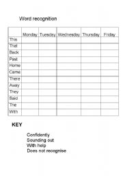 English worksheet: word recognition