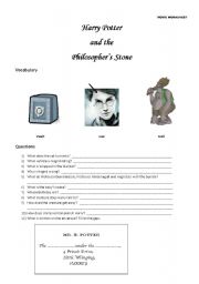 English Worksheet: Harry Potter and the Philosophers Stone - Movie Comprehension Worksheet