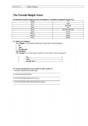 English worksheet: The present simple tense