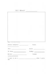 English Worksheet: All About Me