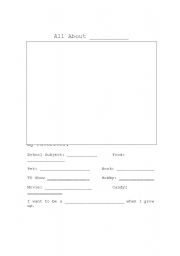 English worksheet: All About Me