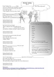 Song worksheet: Bloody Sunday by U2