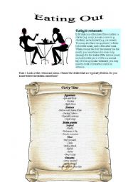 English Worksheet: Going to the restaurant (Eating Out)