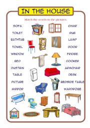 English Worksheet: In the house