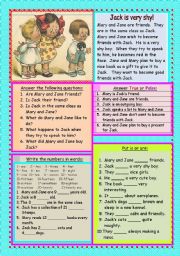 English Worksheet: Jack is very shy!