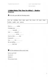 English Worksheet: Waka Waka worksheet