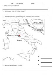 English Worksheet: tour of Italy