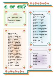 English Worksheet: a-an