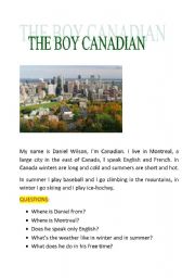 English worksheet: the boy canadian