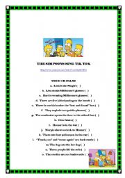 English Worksheet: Simpsons sing TIK TOK