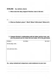 English worksheet: Eveline from the dubliners worksheet