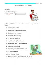English Worksheet: House work - Going to