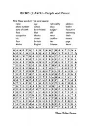 Word search - People and Places