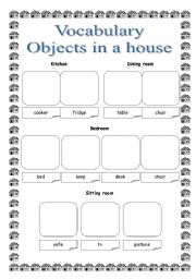 English worksheet: Objects in a house