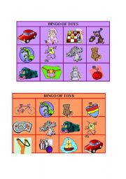 English Worksheet: BINGO OF TOYS (part 1)