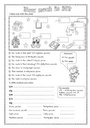 English Worksheet: How much is it?