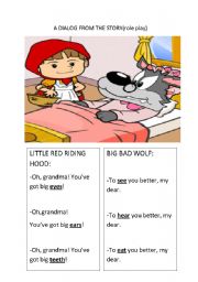 English Worksheet: role play with a story (little red ridinghood)