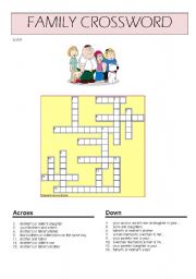 English Worksheet: Family crossword