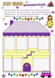 English Worksheet: PLAY GAMES WITH THE ROOMS IN THEHOUSE