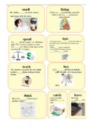 English Worksheet: IRREGULAR VERBS  CARDS   set 4 (write the  right form) PAST SIMPLE or PRESENT PERFECT