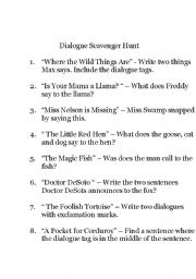 English Worksheet: Dialogue Scavenger hunt