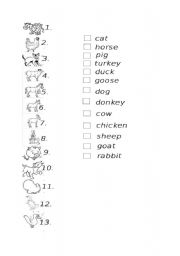 English Worksheet: Farm animals