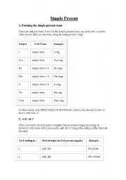 English worksheet: Simple Present - Theory and Exercises