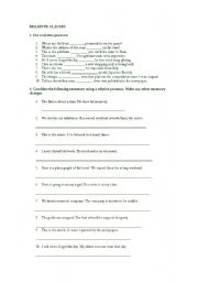 English Worksheet: Relative clauses 