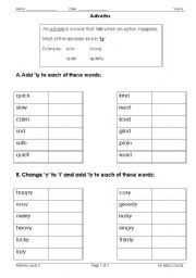 English worksheet: Adverbs