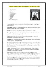 English Worksheet: 10 poetry techniques