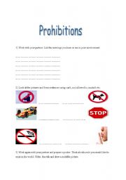 English worksheet: prohibitions