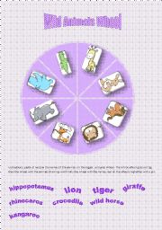 English Worksheet: Wild animals Wheel