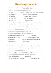 English Worksheet: Relative Pronouns