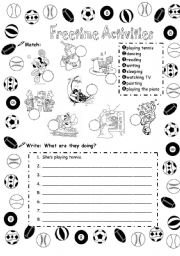 English Worksheet: Freetime Activities