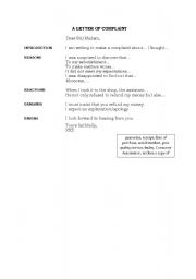 English Worksheet: A letter of complaint - vocabulary & structure
