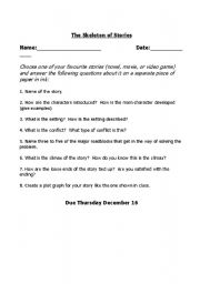 English worksheet: The Skeleton of Stories