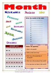 English Worksheet: Month