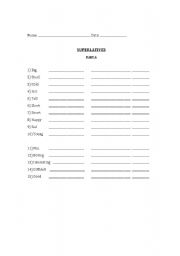 English Worksheet: superlatives