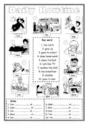 English Worksheet: Daily Routine