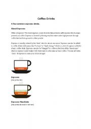 English Worksheet: Coffee drinks at Starbucks