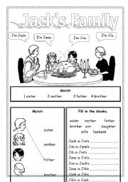 English Worksheet: Jacks Family