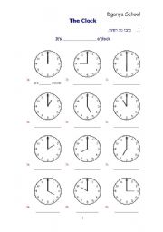 English Worksheet: The clock
