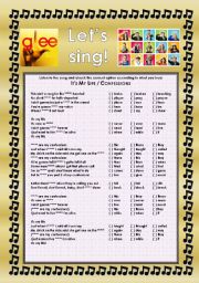 English Worksheet: GLEE SERIES  SONGS FOR CLASS! S01E06  TWO SONGS  FULLY EDITABLE WITH KEY!