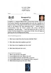 English worksheet: Movie Dragonfly Worksheet