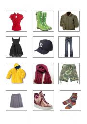 English Worksheet: Clothing Flash Cards