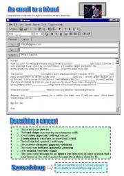 English Worksheet: Writing an email to a friend (about a concert)