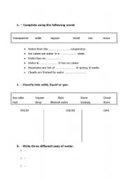 English worksheet: Water activities