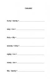 English worksheet: Calculate