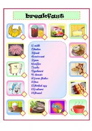 English Worksheet: breakfast matching 